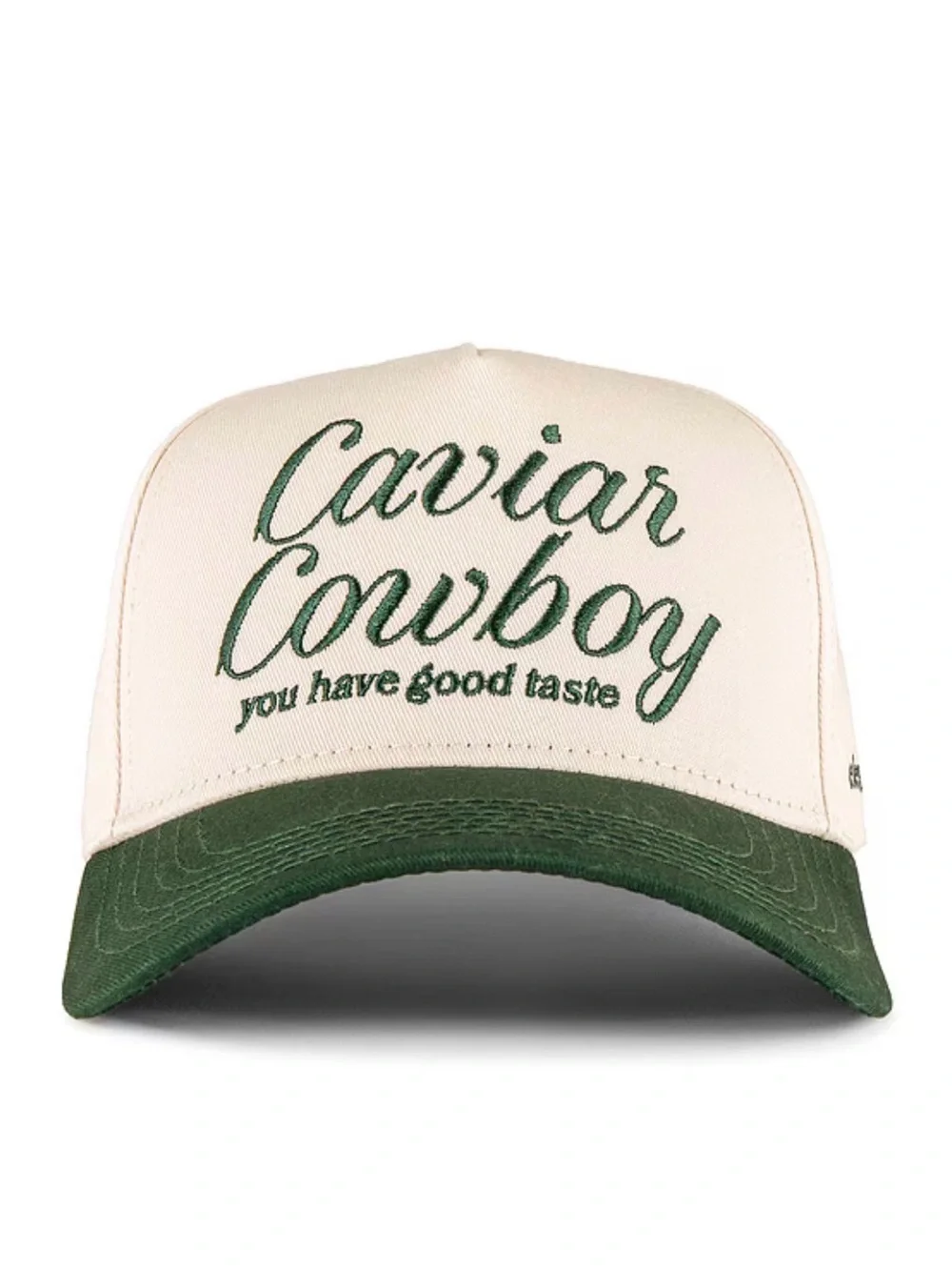 Caviar Cowboy Cap in Beige & Forest Green Eleven Eleven